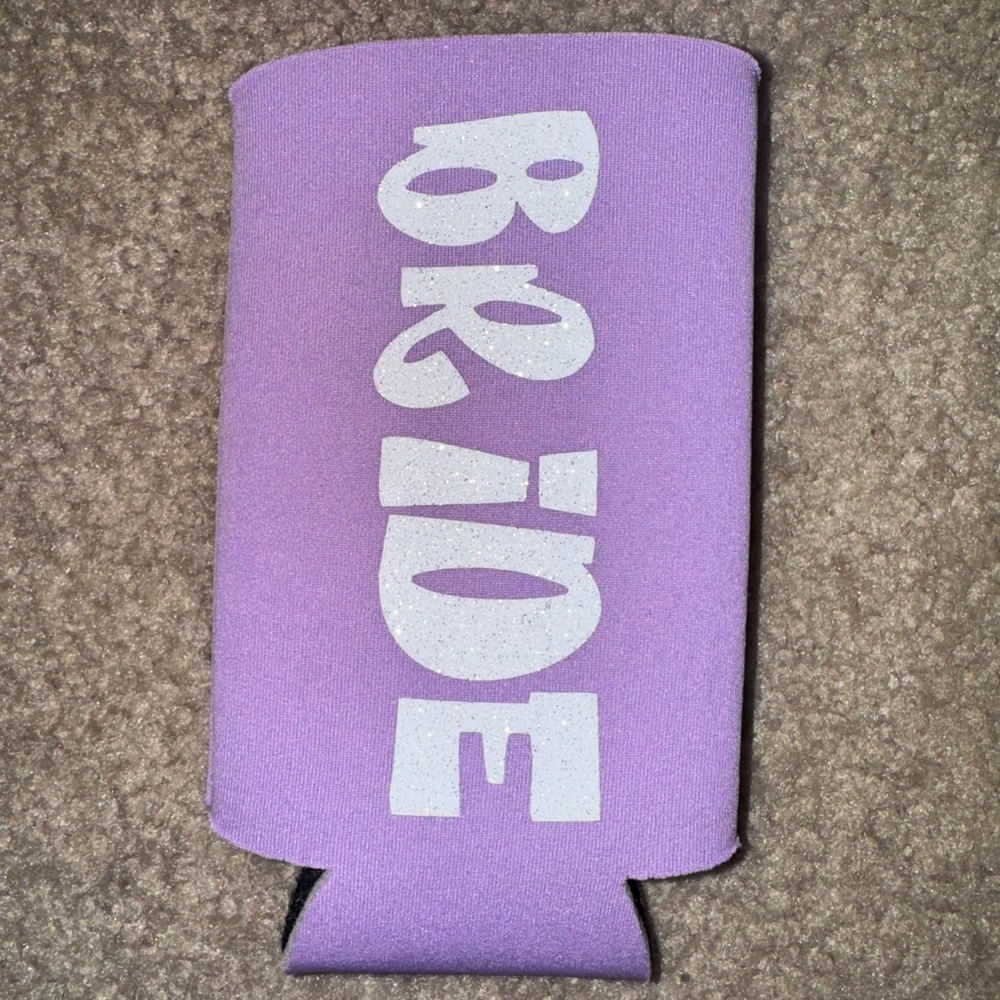 ❤️2 for 10❤️ BRIDE Whitney bratz Purple Glitter Can coozie 2000s bachelorette